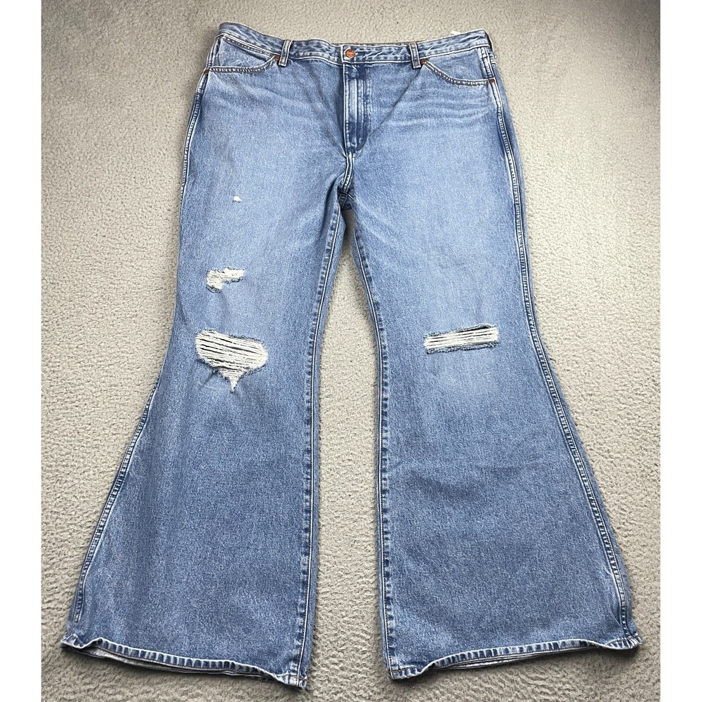 Wrangler Jeans Womens fits 38x32 * Blue 622 Wanderer High Rise Flare Distressed